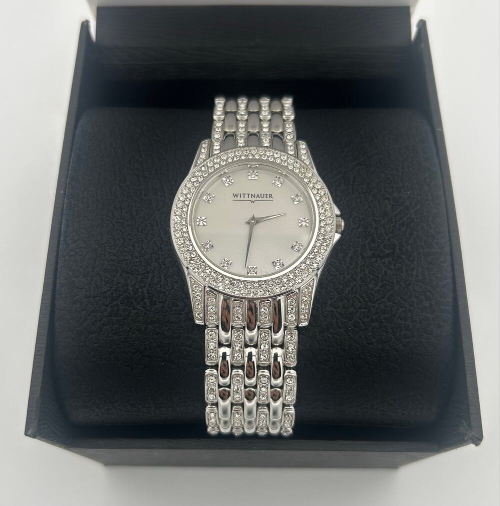 Wittnauer Krystal Collection Crystal Bezel Watch Sapphire Extra Link NEW BATTERY